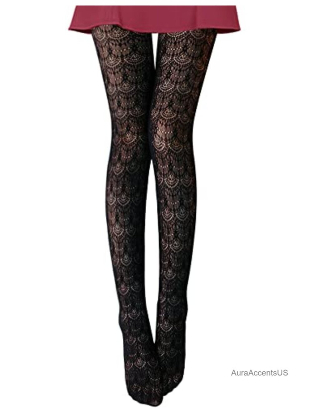 Womens Hollow Out Knitted Lace Patterned Tights Stockings